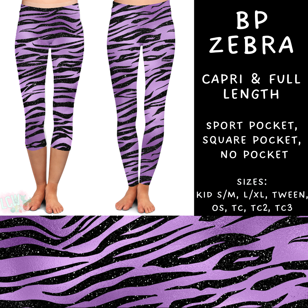 Ready To Ship - BP Zebra - Full Length Sport Leggings TC - Capri Sport OS