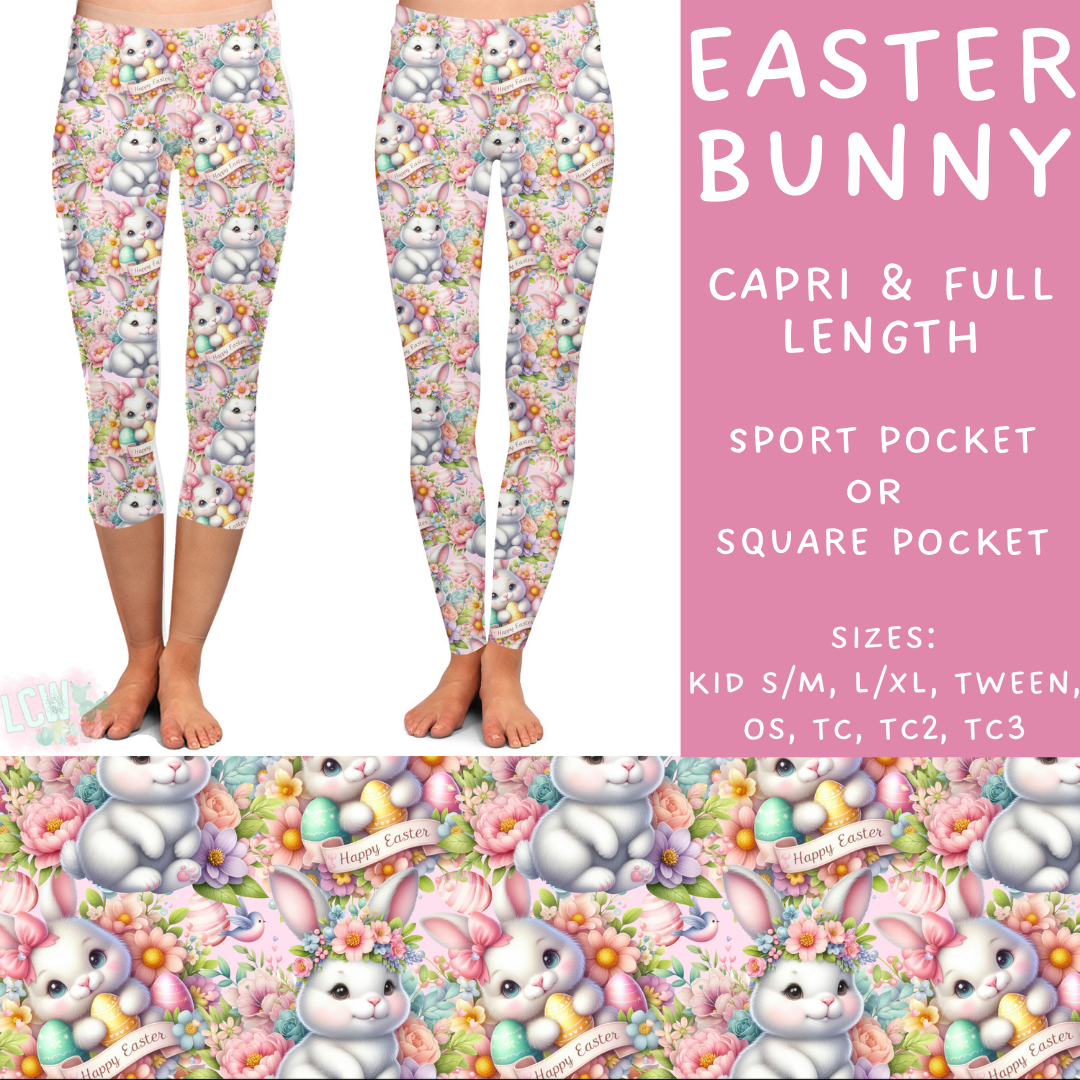 Ready To Ship - Easter Bunny Full Length Leggings - Sports Pocket OS