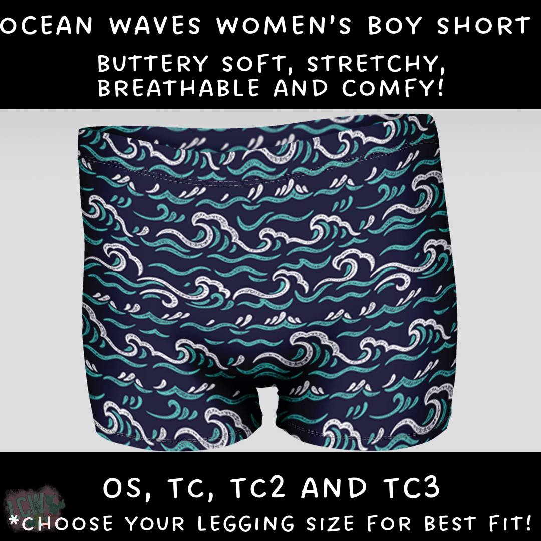 Ready To Ship - Ocean Waves Women's Boy Shorts