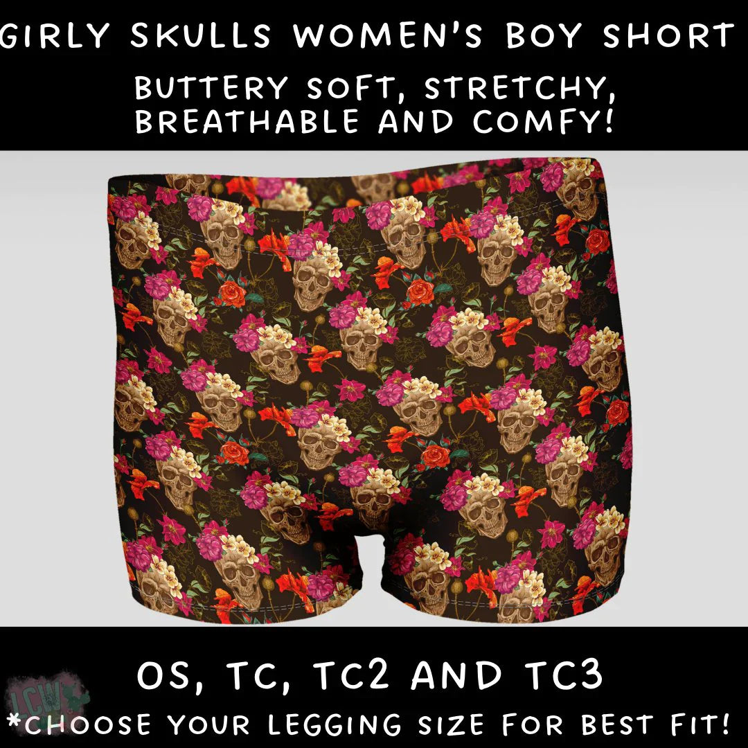 Ready To Ship - Girly Skulls Women's Boy Shorts