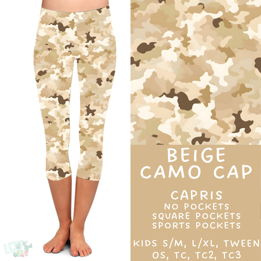 Ready to Ship - Beige Camo Leggings - Sport Pocket TC
