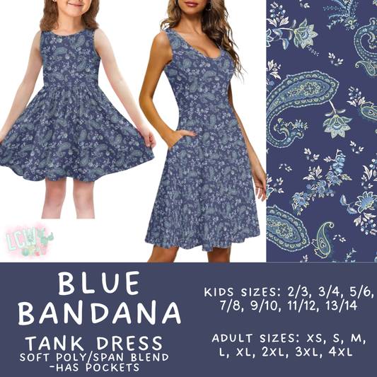 Batch #356 - Mommy & Me Tank Dresses - Closes 6/16 - ETA mid August - Blue Bandana Women's & Girl's Tank Dress