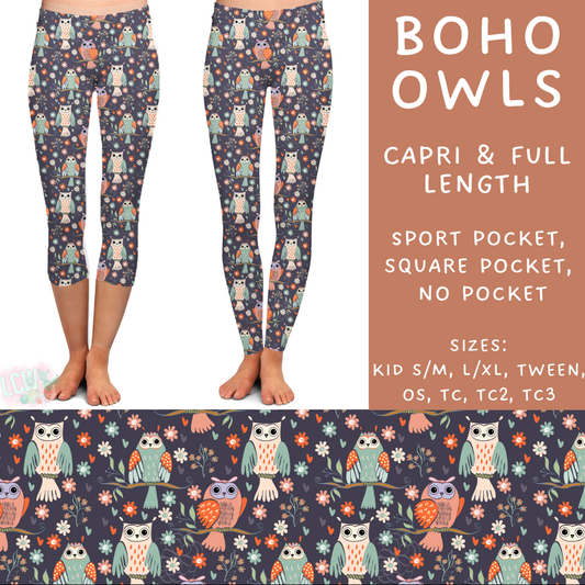 Ready To Ship - Boho Owls Full Leggings - Sport OS
