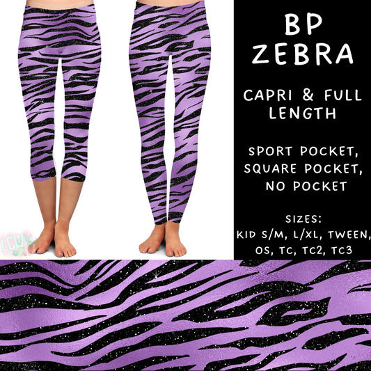 Ready To Ship - BP Zebra - Full Length Sport Leggings TC - Capri Sport OS