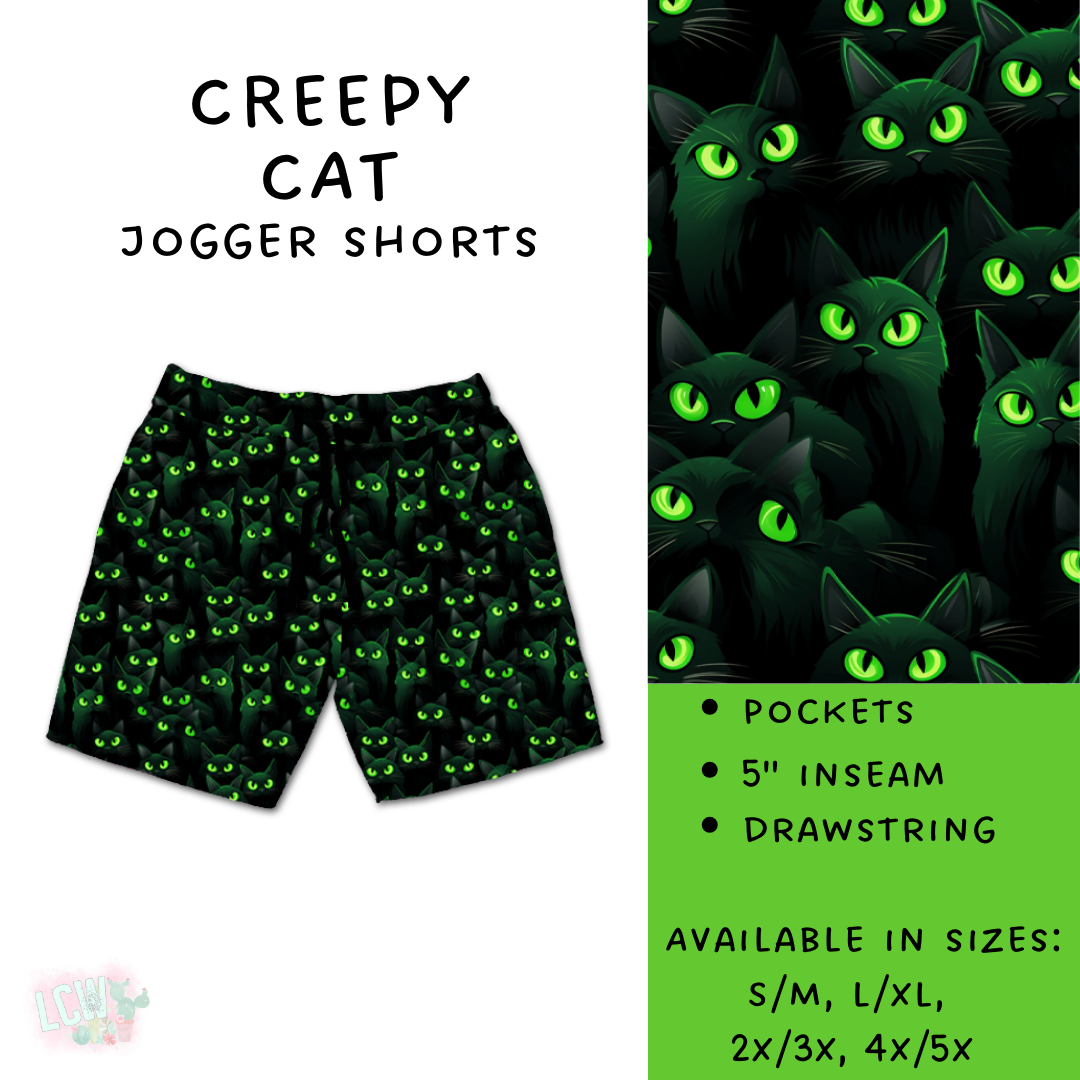 Ready To Ship - Creepy Cat Jogger Shorts