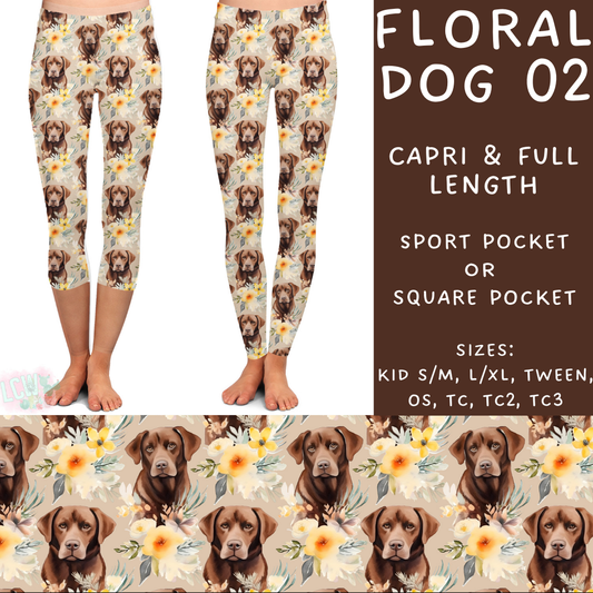 Batch #345 - Floral Dogs - Closes 5/26 - ETA mid/late July - Floral Dog 02 Full and Capri Length Leggings