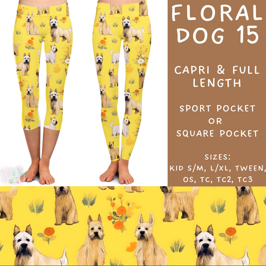 Batch #345 - Floral Dogs - Closes 5/26 - ETA mid/late July - Floral Dog 15 Full and Capri Length Leggings