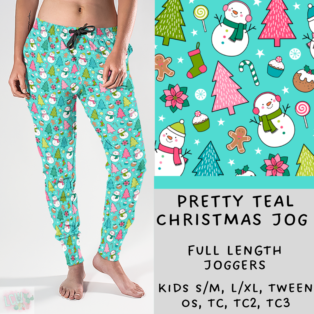 Ready To Ship - Pretty Teal Christmas Joggers