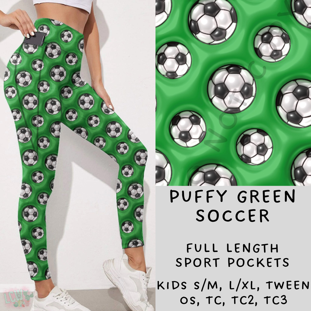 Ready To Ship - Puffy Green Soccer Leggings