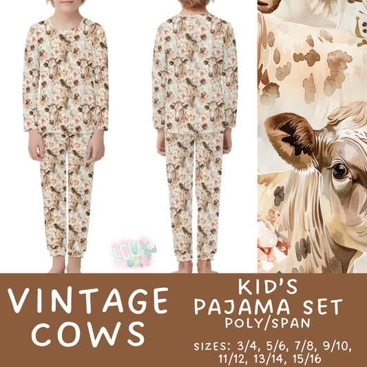 Batch #344 - Family Pajama Party - Closes 5/23 - ETA late July - Vintage Cows Kid's Pajama Sets